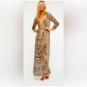 Elegant Brown Patterned Women's Dress